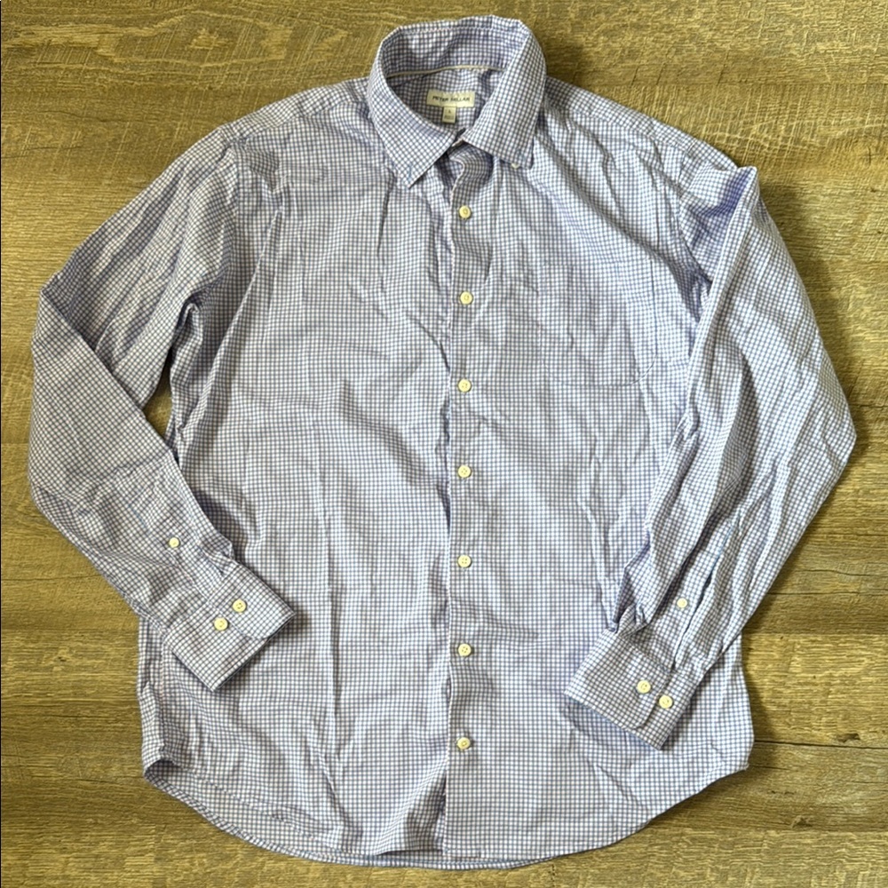 Men's Peter Millar Blue Checkered Shirt Size Large